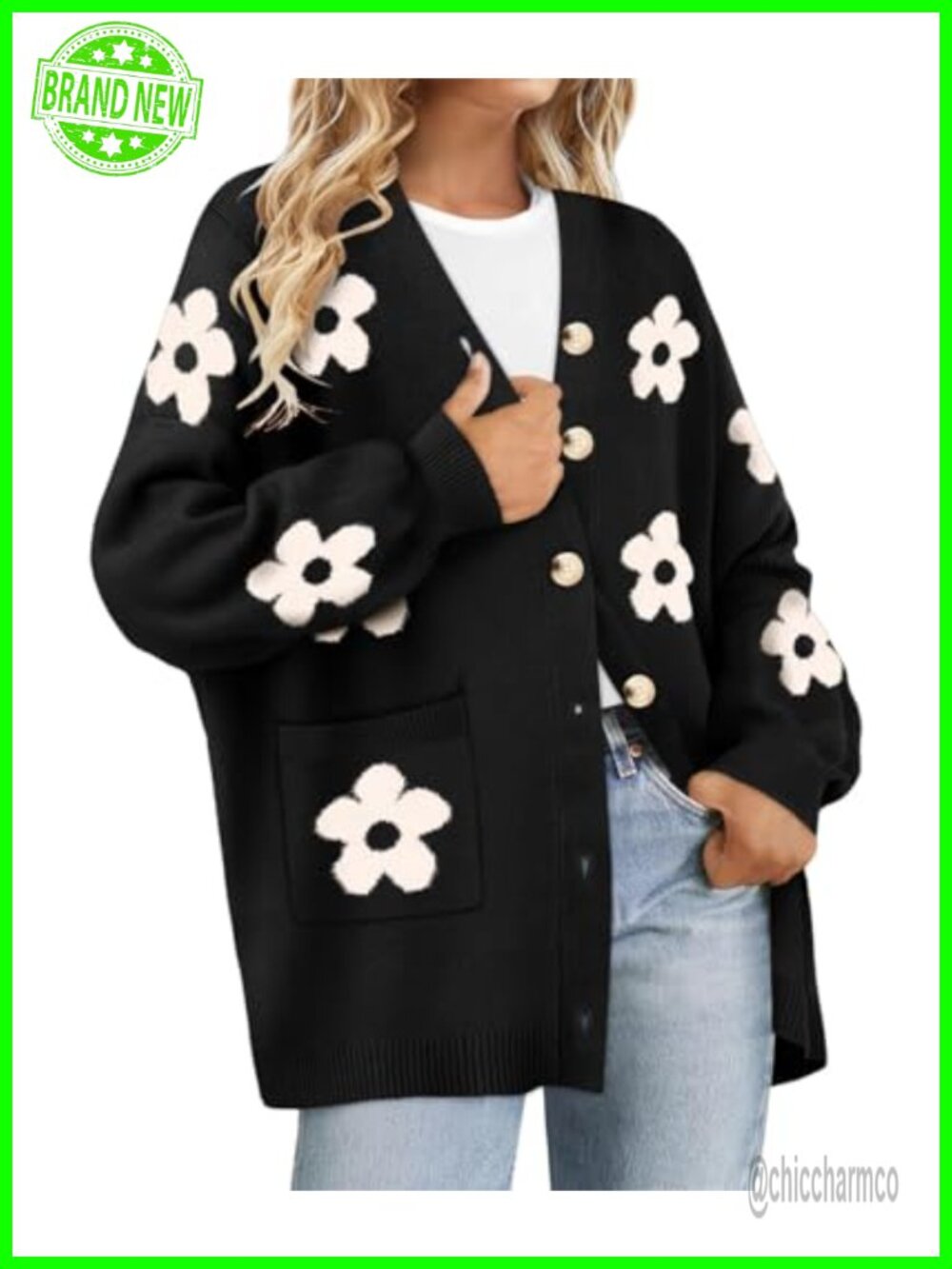 Womens Plus Size Open Front Cardigan Sweater Coat 100% Polyester Oversized